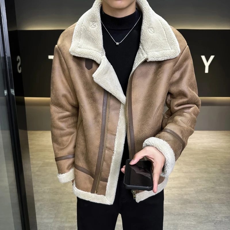 Mens Business Fashion Outwear Fleece Fur Collar Jacket Men Thick Warm Cashmere Casual for Men Leather Jackets Windbreaker Coat
Mens Business Fashion Outwear Fleece Fur Collar Jacket Men Thick Warm Cashmere Casual for Men Leather Jackets Windbreaker Coat