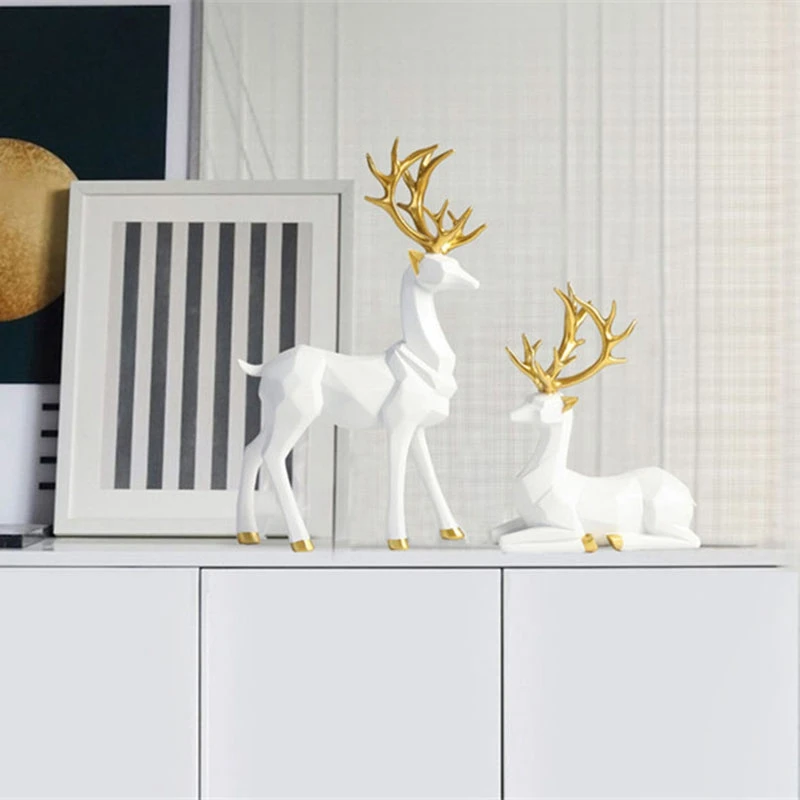 

Статуэтка оленя из смолы в Европейском стиле, домашний декор для гостиной, ремесла, скульптура, креативные подарки, настольное украшение