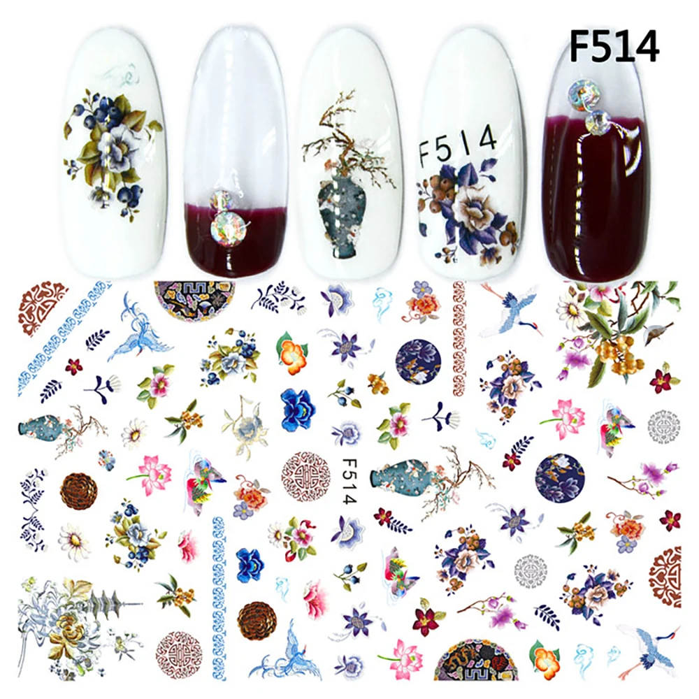 

Nail Adhesive Stickers Black White Flowers Nail Sticker For Nails Slider Transfer Sticky Flower Nail Design Decoration 2022