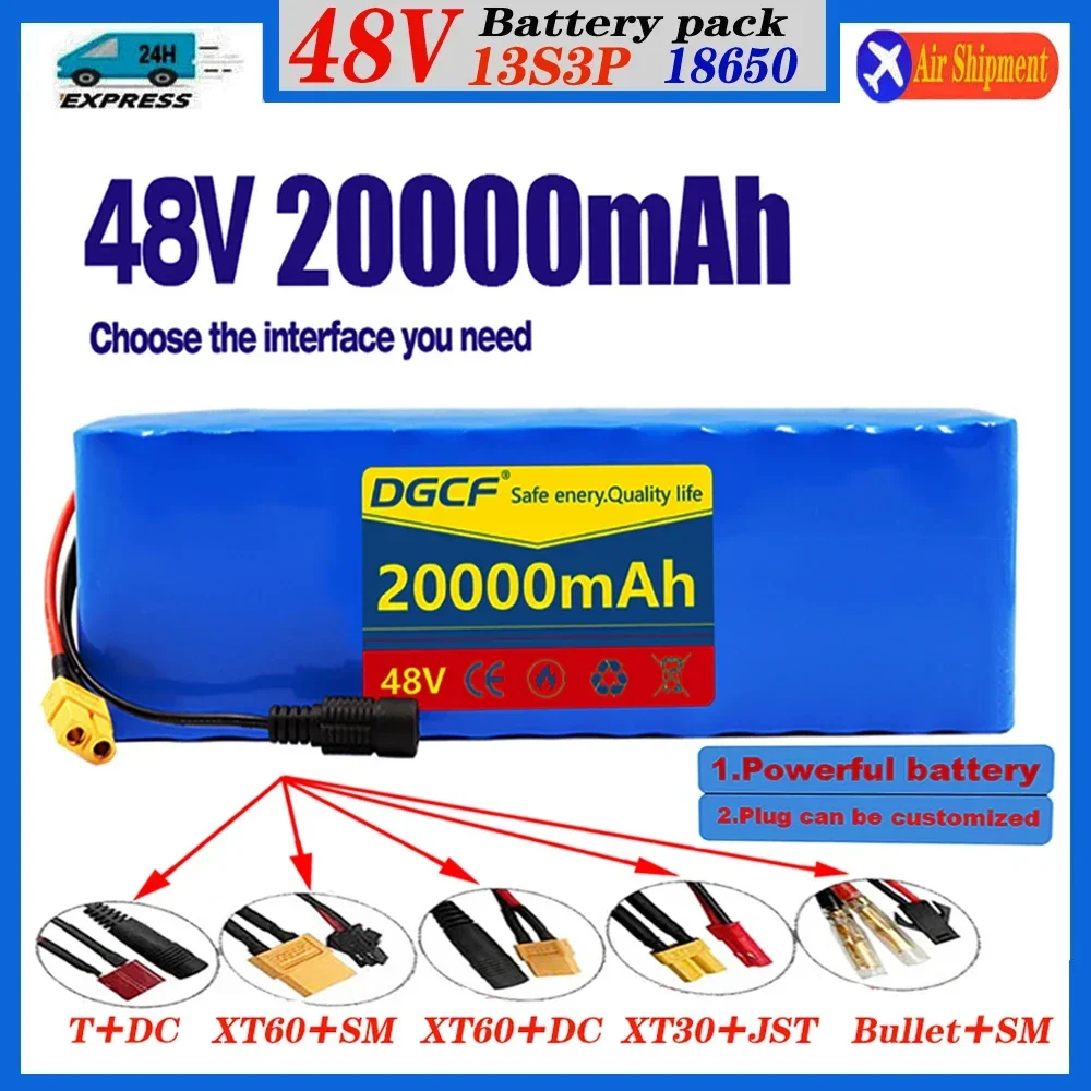 13S3P 48V 20000mAh 20Ah Lithium-ion Battery Pack with 1000W BMS for 54.6V E-bike Electric Bicycle Scooter
13S3P 48V 20000mAh 20Ah Lithium-ion Battery Pack with 1000W BMS for 54.6V E-bike Electric Bicycle Scooter