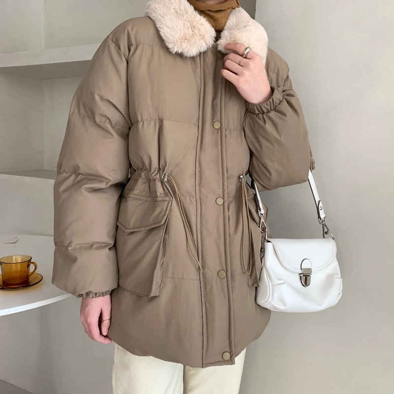NEW 2021 Parkas Women Winter Faux Rabbit Fur Lapel Collar Windproof Short Cotton Coats Thick Warm Fashion Elegant Zipper Jacket
NEW 2021 Parkas Women Winter Faux Rabbit Fur Lapel Collar Windproof Short Cotton Coats Thick Warm Fashion Elegant Zipper Jacket