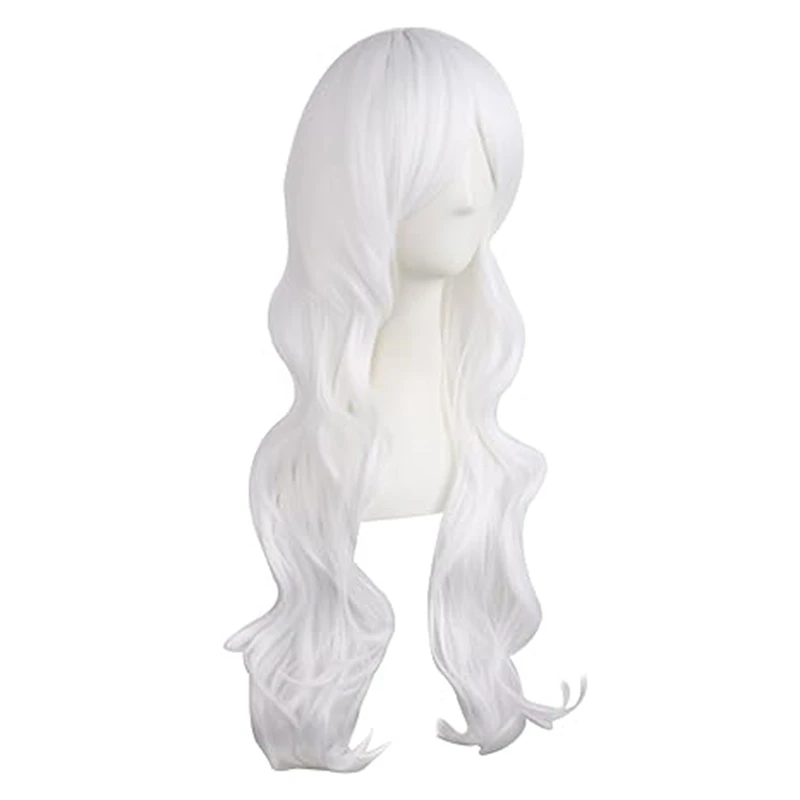 

28"/70cm Charming Women's Long Curly Full Synthetic Hair Wig (White)