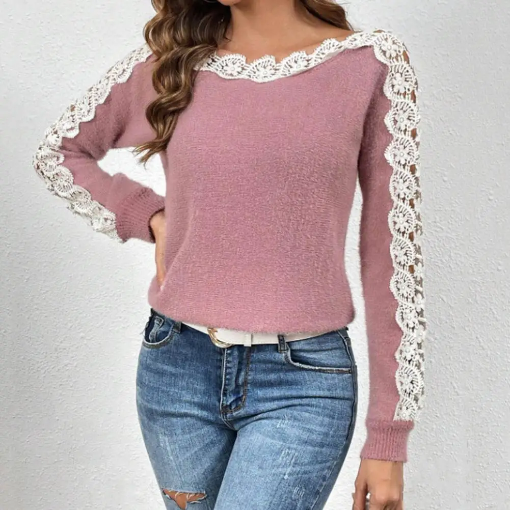 Hollow Lace Splicing T-shirt Women's Patchwork Color Pullover Tops O-neck Hollow Lace Splicing Loose Fit Knitting Streetwear
Hollow Lace Splicing T-shirt Women's Patchwork Color Pullover Tops O-neck Hollow Lace Splicing Loose Fit Knitting Streetwear