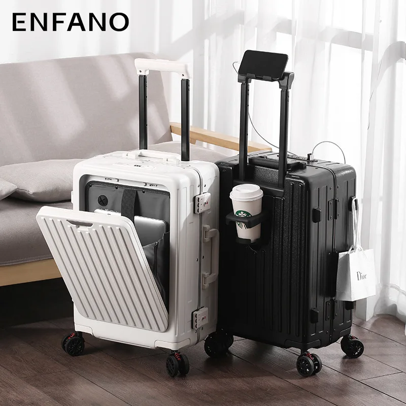 Новинка, маленький багажный ящик ENFANO, внешний вид, алюминиевая рама, передний открытый стержень, дорожный багажный ящик с паролем
Новинка, маленький багажный ящик ENFANO, внешний вид, алюминиевая рама, передний открытый стержень, дорожный багажный ящик с паролем