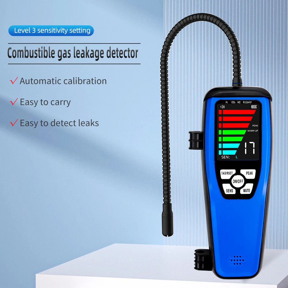 

Combustible Gas Detector Flammable Natural Gas Leak Location Determine Meter Methane Tester Gas Analyzer Sound Alarm 0-1000PPM
