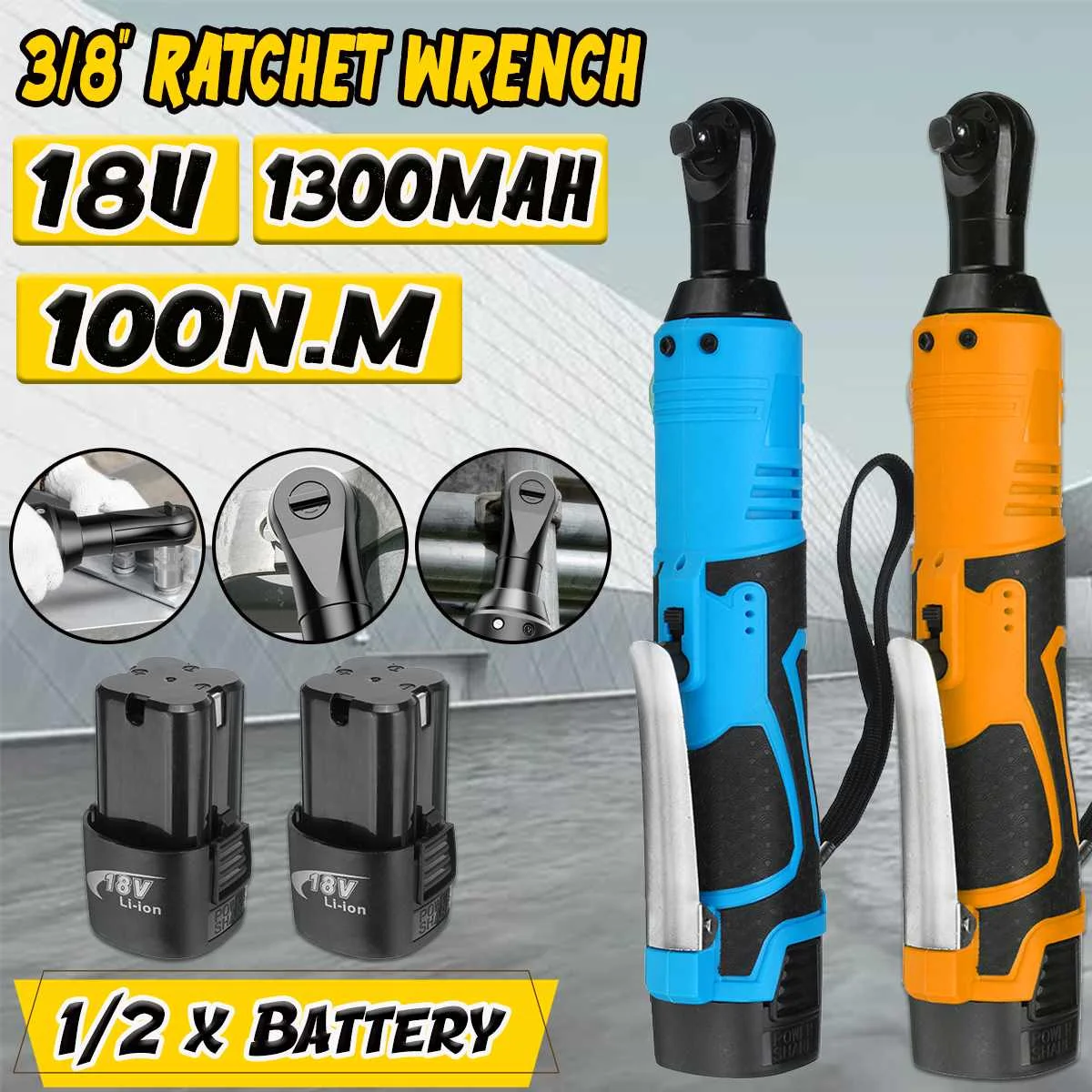 100NM Cordless Electric Wrench 12V 3/8 Ratchet Wrench set Angle Drill Screwdriver to Removal Screw Nut Car Repair Tool
100NM Cordless Electric Wrench 12V 3/8 Ratchet Wrench set Angle Drill Screwdriver to Removal Screw Nut Car Repair Tool