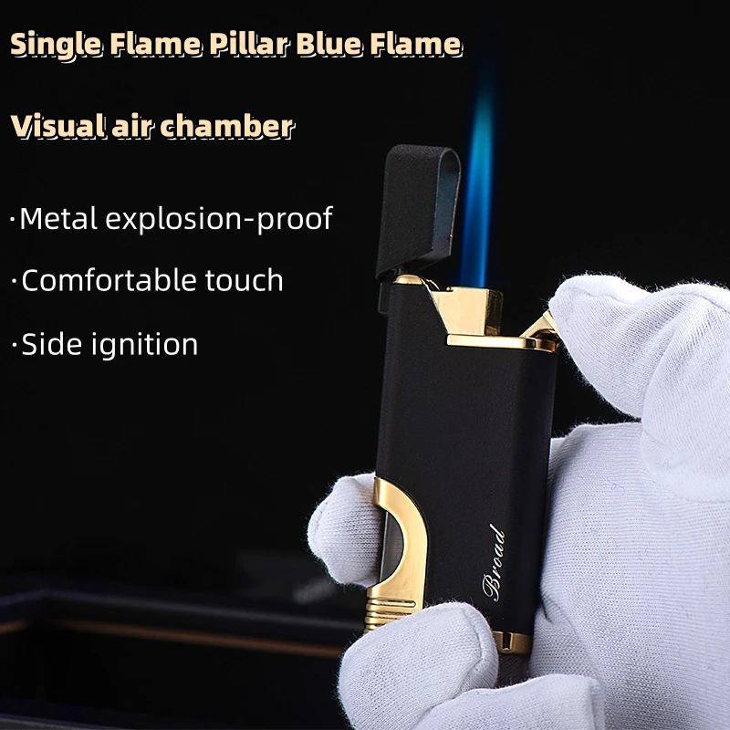 

Metal Strip Visible Gas Window Single Flame Column Blue Flame Outdoor Windproof Lighter Camping Ignition Jewelry Welding Tool
