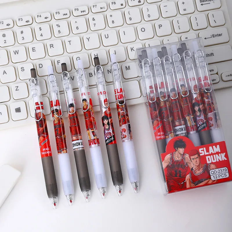 

6Pcs/Set Slam Dunk Hanamichi Sakuragi Kaede Rukawa Takenori Akagi Black Refill Anime Gel Pens School Stationery Writing Supplies