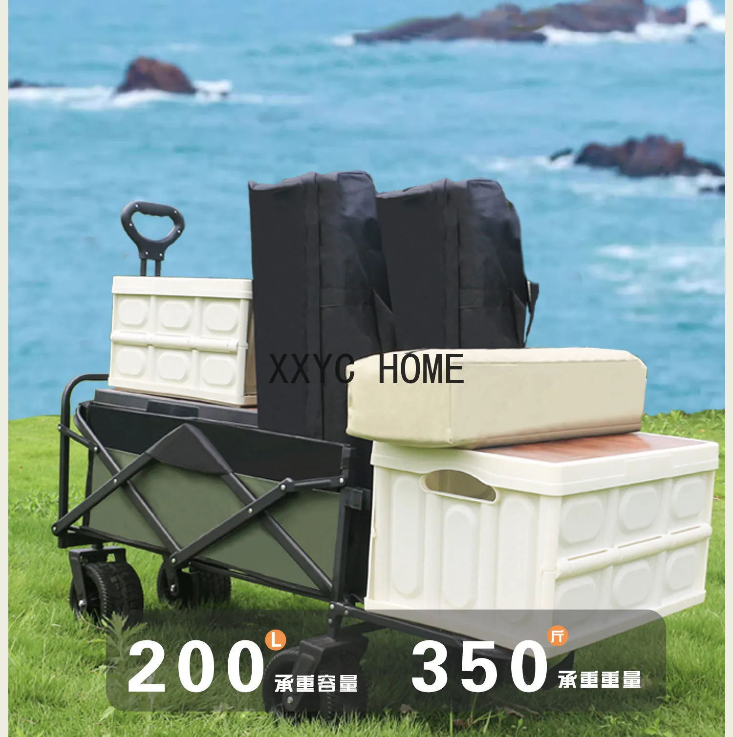 

Large capacity Folding cart Portable Camping carts Outdoor Wagon Cart Foldable Hand Pushing Camping Trailer for Picnic Trolley