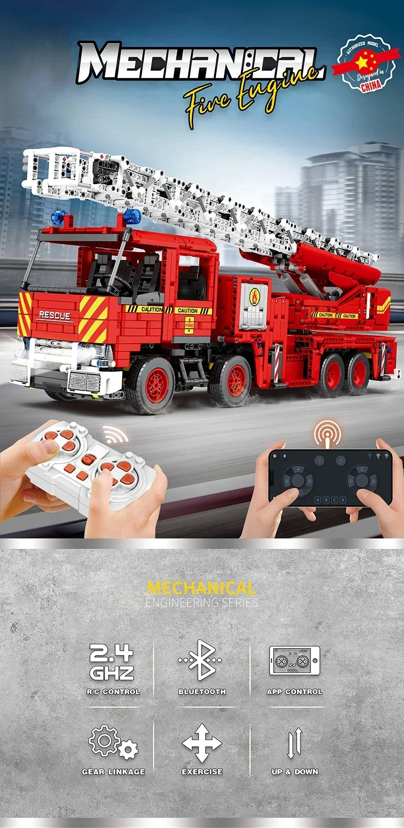 3266Pcs Fire Engineering Ladder Truck Building Blocks Remote Control Fire Rescue Car Model Bricks Set Toy For Kids Holiday Gifts 3266Pcs Fire Engineering Ladder Truck Building Blocks Remote Control Fire Rescue Car Model Bricks Set Toy For Kids Holiday Gifts