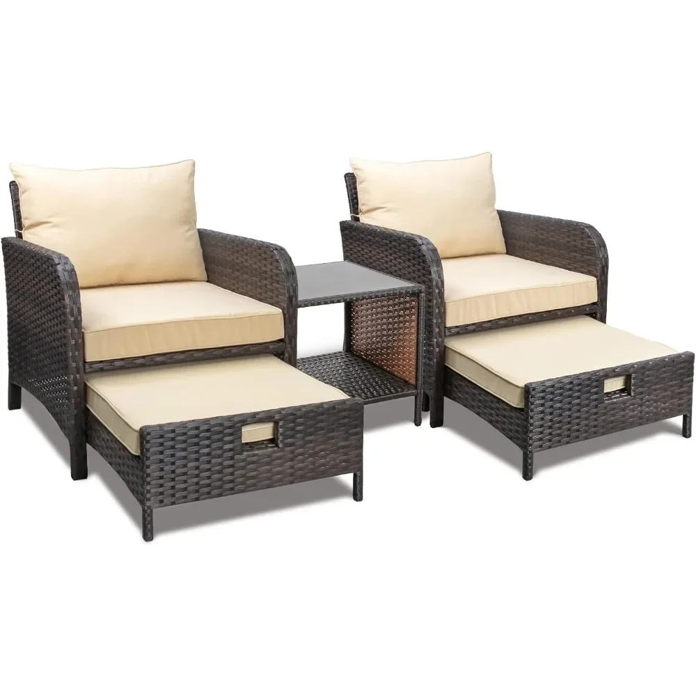 Balcony Furniture 5 Piece Patio Conversation Set, Outdoor Lounge Chairs with Soft Cushions 2 Ottoman&Glass Table for Porch
Balcony Furniture 5 Piece Patio Conversation Set, Outdoor Lounge Chairs with Soft Cushions 2 Ottoman&Glass Table for Porch