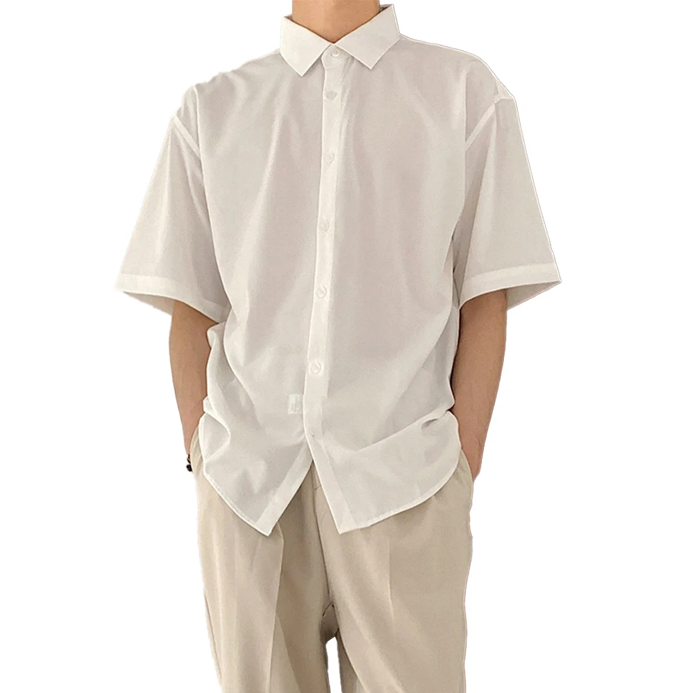 New Men Shirt Men Lapel Shirt Short Shirt Short Silk Sleeve Solid Summer Trendy Fashion Birthday Present Blouse
New Men Shirt Men Lapel Shirt Short Shirt Short Silk Sleeve Solid Summer Trendy Fashion Birthday Present Blouse
