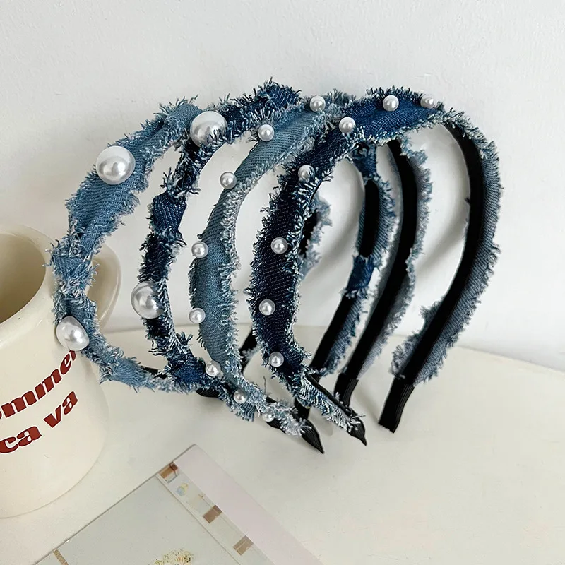 Retro folds Tassels Denim Women Diamond Studded Pearl Fabric Raw Wash Knotted Headbands Hair Accessories крабик для воло
Retro folds Tassels Denim Women Diamond Studded Pearl Fabric Raw Wash Knotted Headbands Hair Accessories крабик для воло