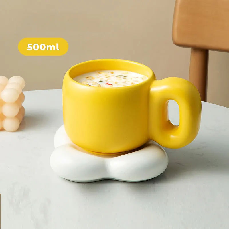 500ml Large Creative Beautiful Mugs Ceramic Big Handle Mug For Coffee Tea Milk Cute Cup With Flower Dish Tableware Unique Gifts 500ml Large Creative Beautiful Mugs Ceramic Big Handle Mug For Coffee Tea Milk Cute Cup With Flower Dish Tableware Unique Gifts