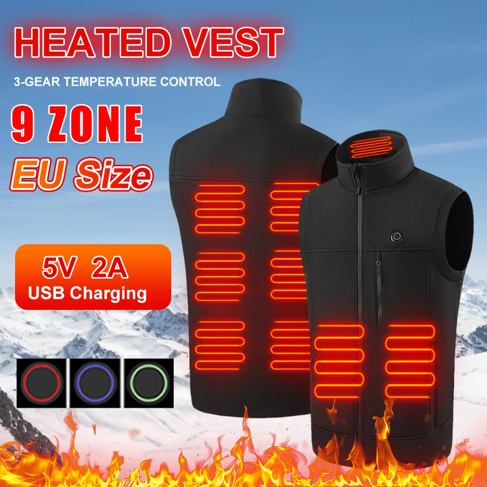 9 Areas Heated Vest for Men USB Powered 3 Gear Temperature Control Stand Collar Winter Warm Vest for Outdoor Hiking Camping
9 Areas Heated Vest for Men USB Powered 3 Gear Temperature Control Stand Collar Winter Warm Vest for Outdoor Hiking Camping