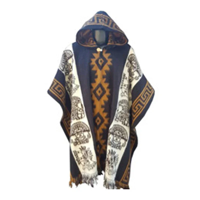 Men's Retro Casual Loose Hooded Knitted Shawl Ethnic Totem Long Wind Shoulder Coat
Men's Retro Casual Loose Hooded Knitted Shawl Ethnic Totem Long Wind Shoulder Coat
