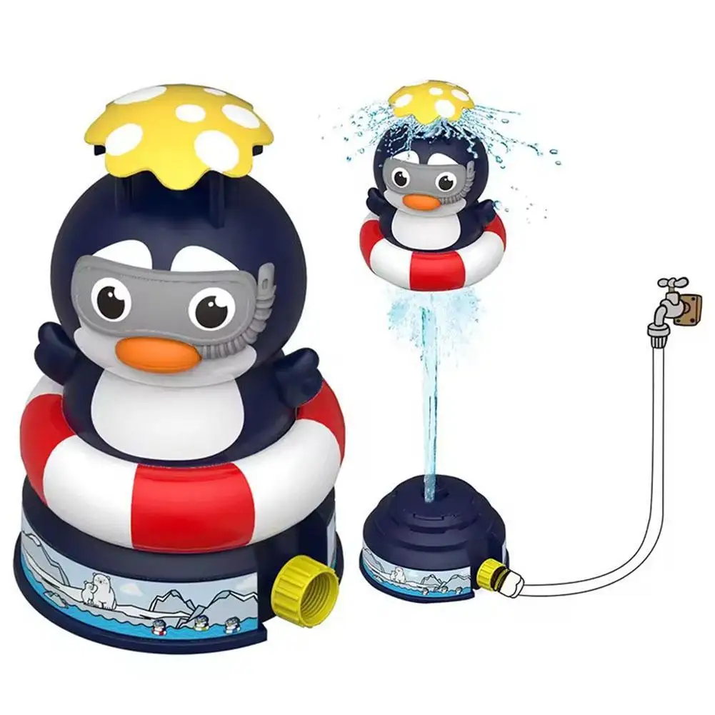 

Cute Penguin Style Rocket Launch Sprinkler Toys Outdoor Water Pressure Lift Toy For Kids Fun In Garden Lawn Water Spray Gift