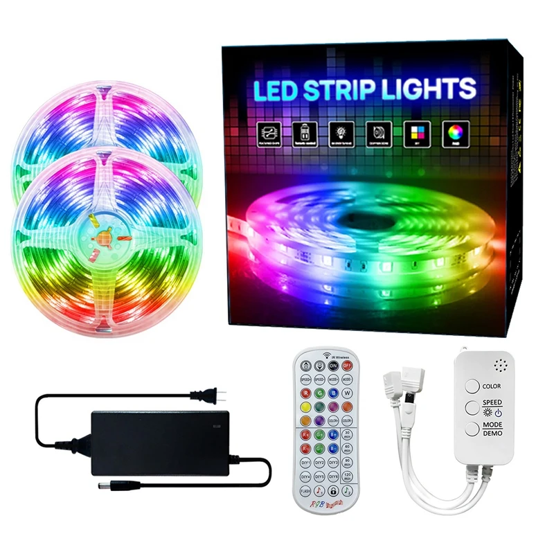 Светодиодная лента RGB 5050, Светодиодная лента, меняющая цвет с пультом дистанционного управления для спальни, светодиодные ленты
Светодиодная лента RGB 5050, Светодиодная лента, меняющая цвет с пультом дистанционного управления для спальни, светодиодные ленты