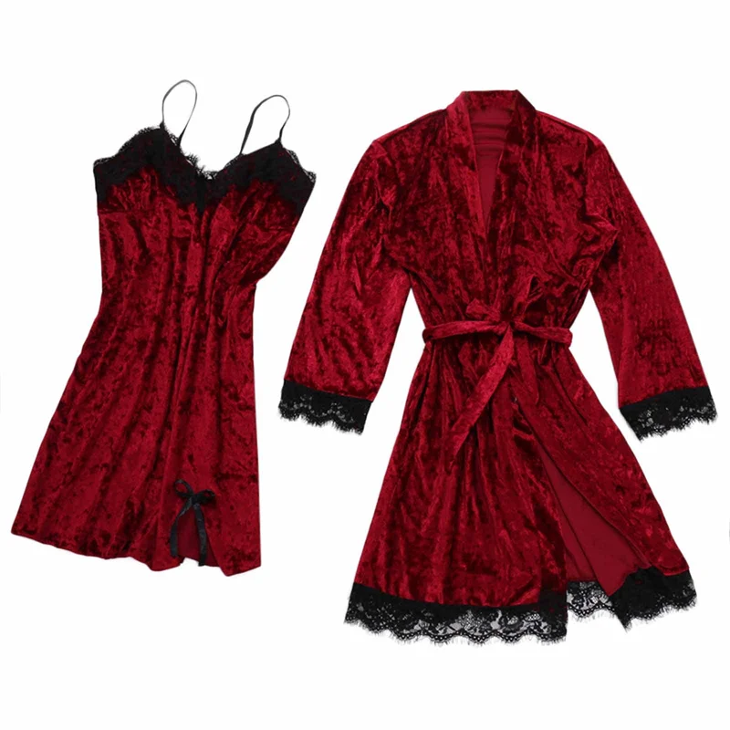 Women's Sleepwear 2 Pcs Sets Satin Silk Sleepwear Lace Robe Nightgown and Backless V-neck Sleep Dress Pajamas Set
Women's Sleepwear 2 Pcs Sets Satin Silk Sleepwear Lace Robe Nightgown and Backless V-neck Sleep Dress Pajamas Set