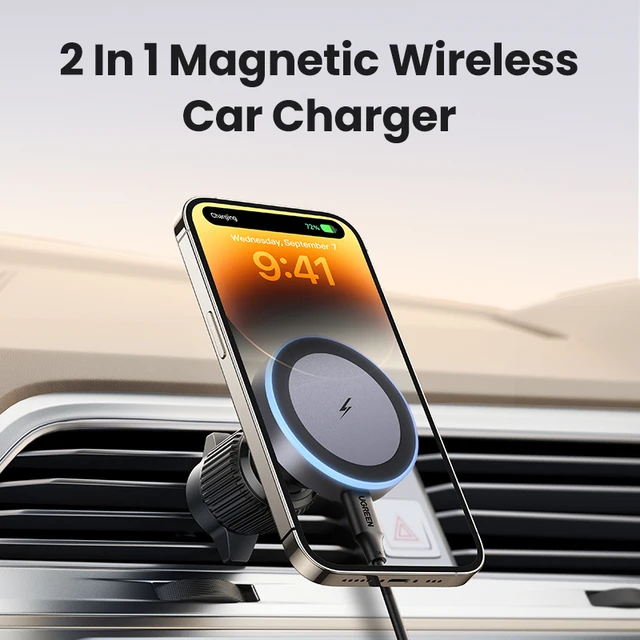 UGREEN-Support de téléphone magnétique pour voiture, chargeur sans fil, lumière LED, Magsafe, iPhone 16, 15, 14 Pro Max 2
