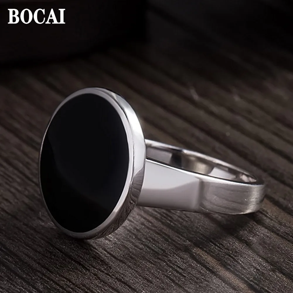 BOCAI Simple Style New Real S925 Silver Man Ring Black Round Plane Solid Fashion Jewelry Accessories
BOCAI Simple Style New Real S925 Silver Man Ring Black Round Plane Solid Fashion Jewelry Accessories