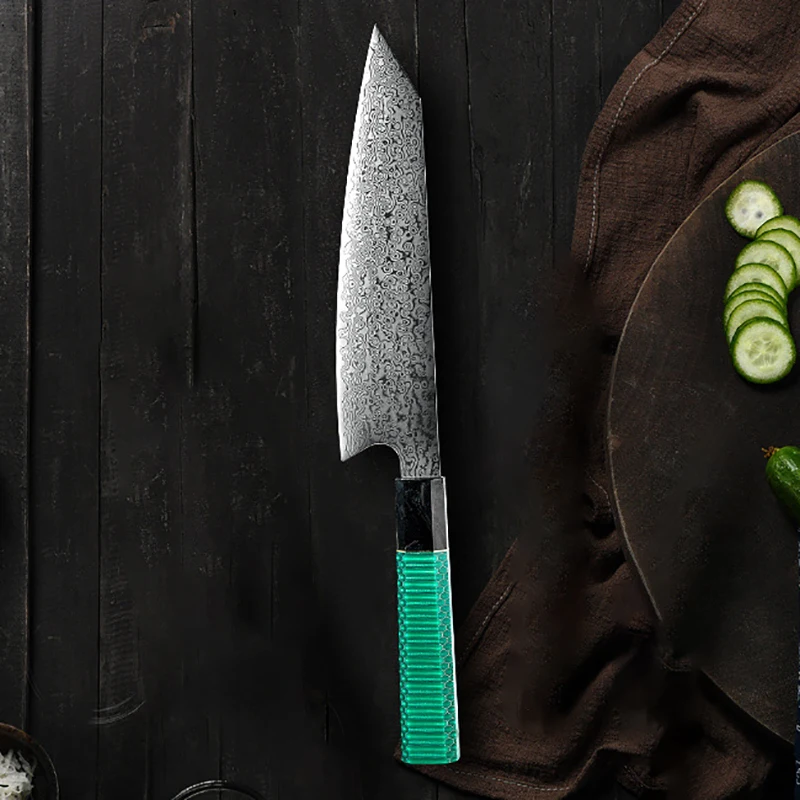 

Chef Knife Resin Handle 67 Layers Damascus Steel Blade Cleaver Meat Slicing Vegetables Kiritsuke Kitchen Knives Cooking Tools