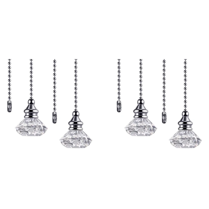 

4 Pcs Crystal Pull Chains Ceiling Fan Chain Extension Fan Pull Chain Pendant 50Cm Ceiling Fan Chain Extender Ornament