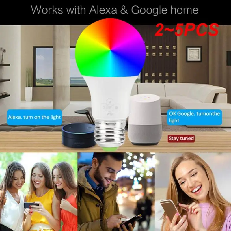 

2~5PCS Smart Wifi Lamp E27 Dimmable Colorful LED Lamp RGB Color Light APP WIFI Remote Control Via IOS Android for Smart Homes