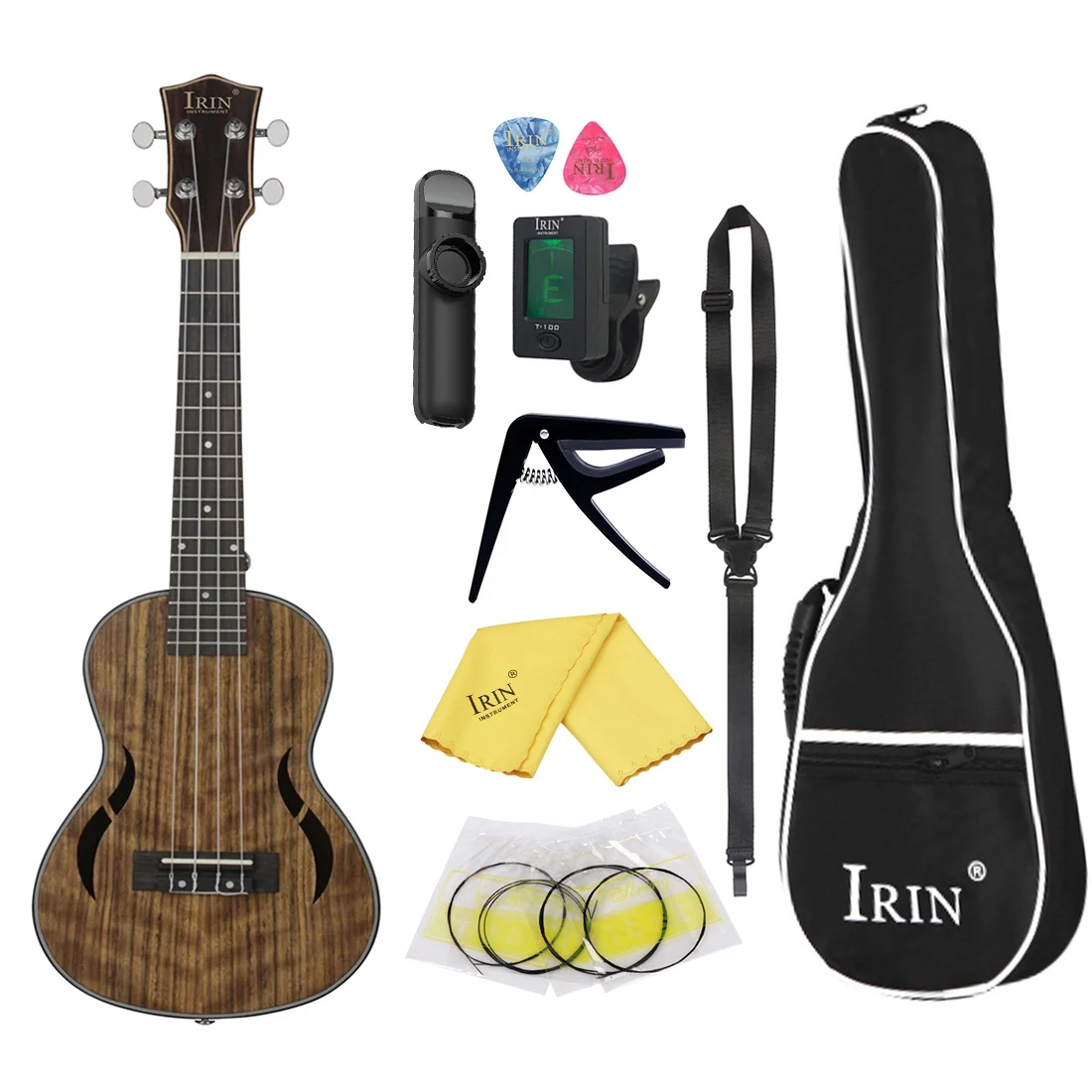 

23 Inch Ukulele Hawaiian Guitar Walnut Body Guitarra Ukulele 4 Strings Ukulele with Tuner Strap Capo Strings Parts & Accessorie