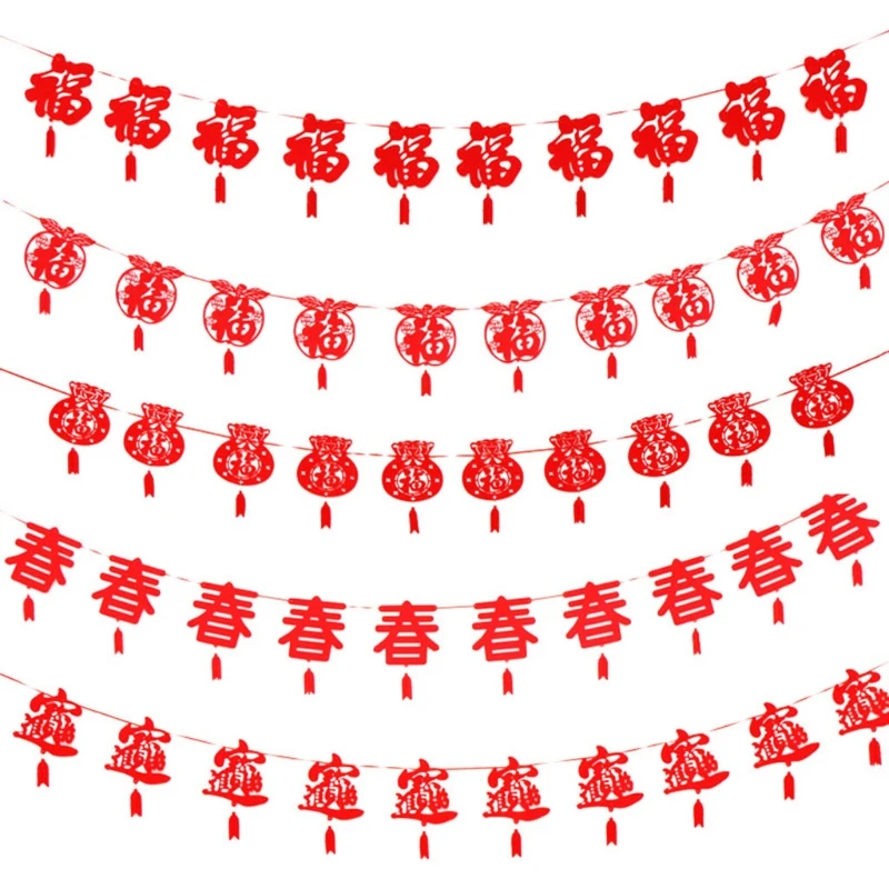Chinese New Year Traditional for Banner DIY Non-woven Lucky Hanging Ceiling Decorations Bunting Party for
Chinese New Year Traditional for Banner DIY Non-woven Lucky Hanging Ceiling Decorations Bunting Party for