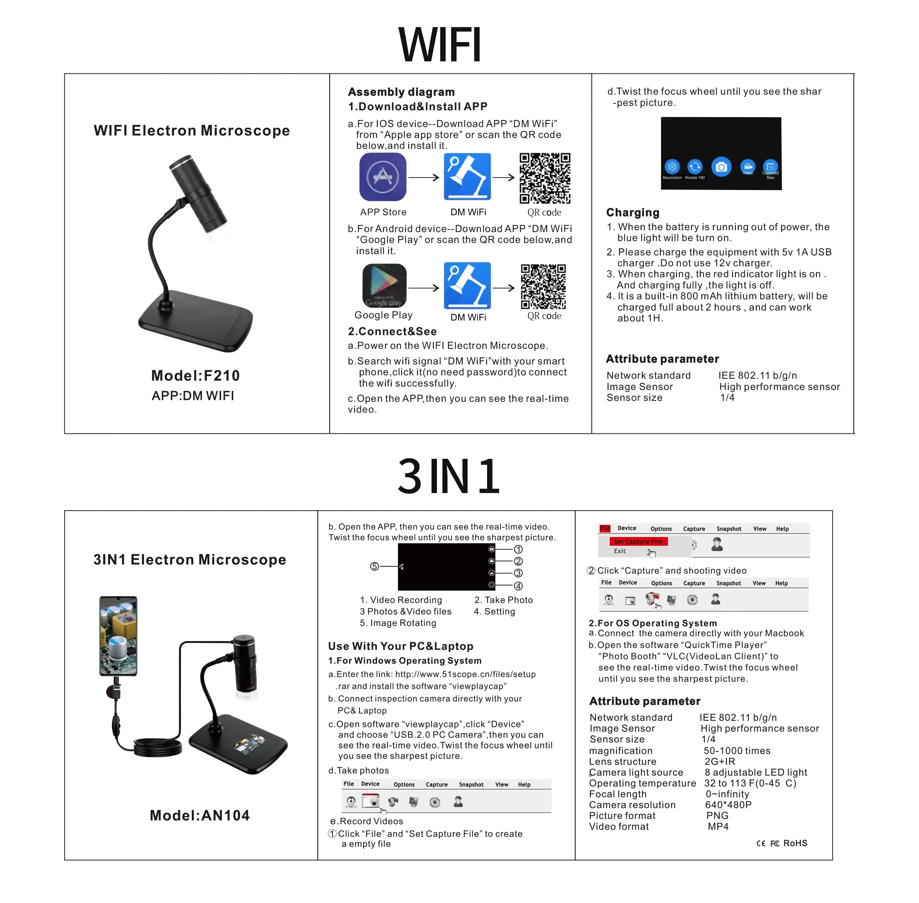 Wireless Digital Microscope 50X-1000X Magnification Portable Handheld USB Microscopes with Flexible Stand For iPhone Android PC 2 Mallzona S430c04c75f4640c5b191808c975a7076A Wireless Digital Microscope 50X-1000X Magnification Portable Handheld USB Microscopes with Flexible Stand For iPhone Android PC Mallzona