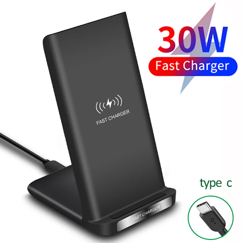 30W Qi Wireless Charger Stand For iPhone 13 12 11 Pro X XS Max XR 8 Samsung S21 S20 S10 Fast Charging Dock Station Phone Holder |