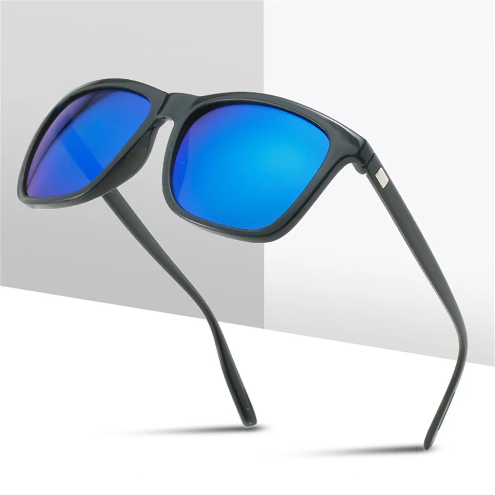 

VIVIBEE Classic Polarized Sunglasses Men Square Mirror Blue UV400 Lens Male Sun Glasses Summer Driving Shades