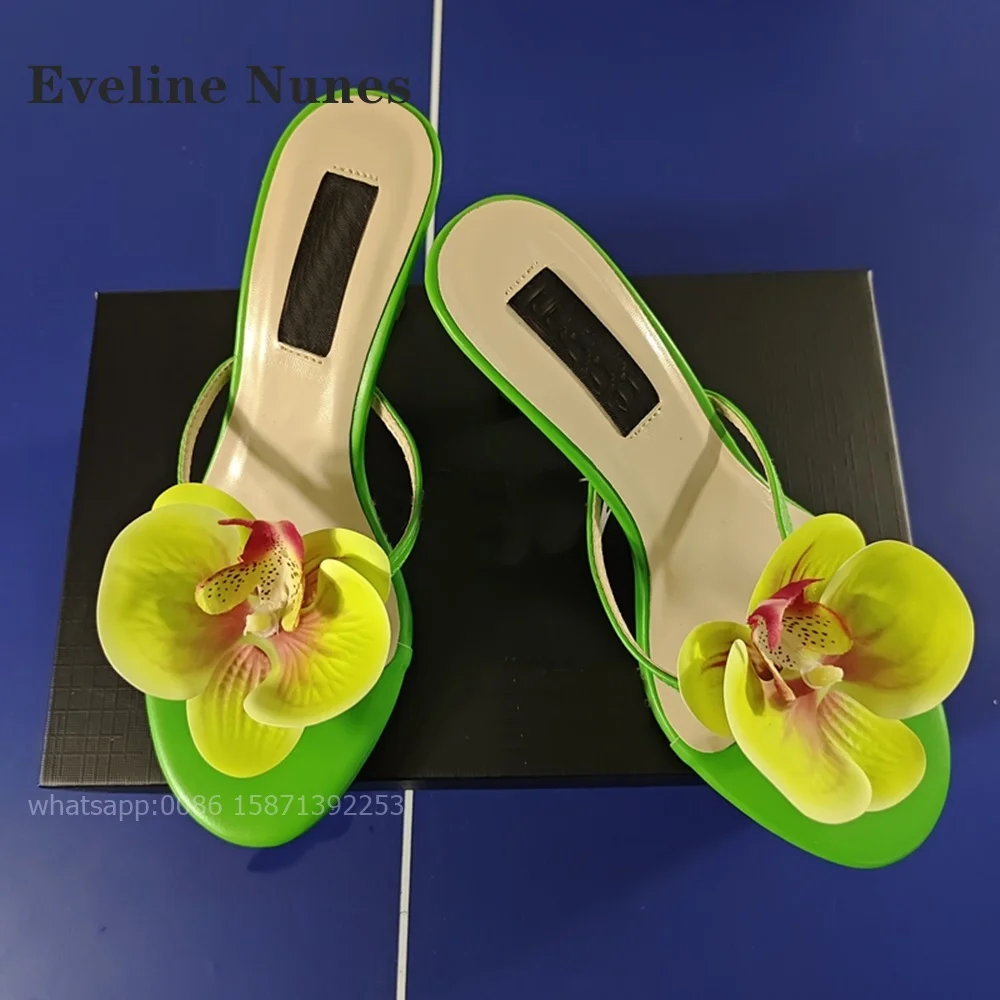 

Flower Clip Toe Women Slides Thin Heels Side Air Slingback Slip On Slippers Mixed Colors Shallow Sweet Sandals Summer Newest