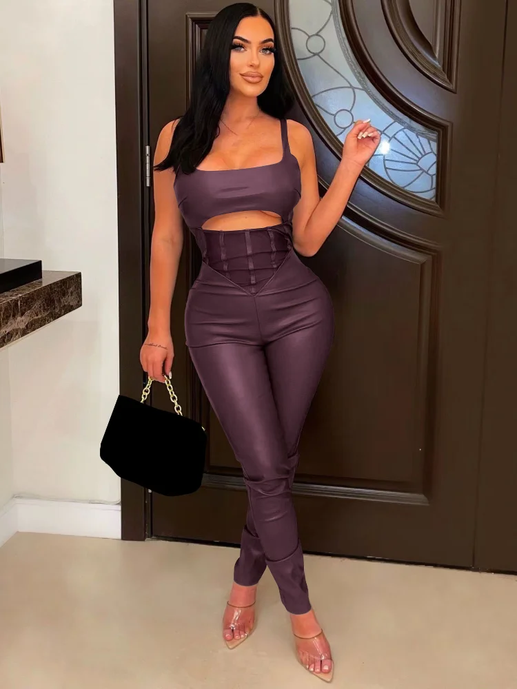 KEXU Spaghetti Straps Women Jumpsuits PU Leather Mesh Patchwork Hollow Out Sheer Sexy Night Club Party One Piece Rompers
KEXU Spaghetti Straps Women Jumpsuits PU Leather Mesh Patchwork Hollow Out Sheer Sexy Night Club Party One Piece Rompers