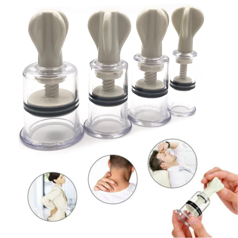 

4 Size Rotating Handle Vacuum Body Massage Cans Suction Enhancer Anti Cellulite Acupuncture Vacuum Cupping Cups Nipple Enlarger