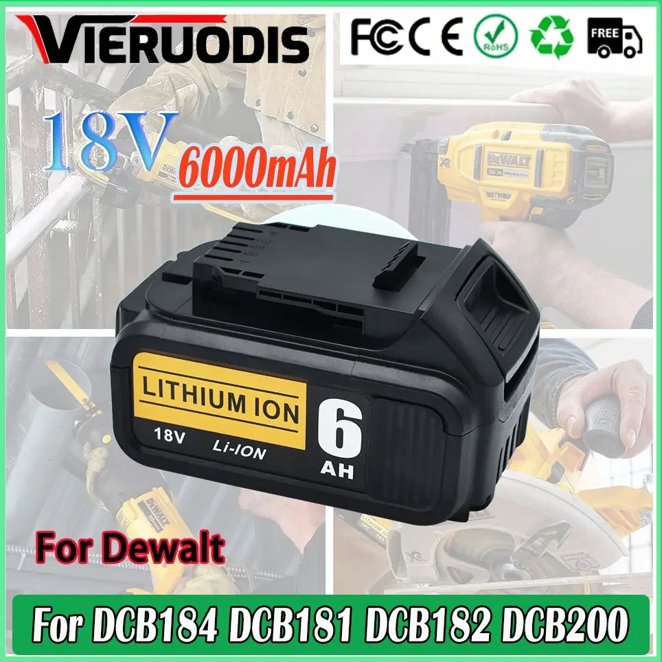 for DeWalt 18V 6.0Ah 5.0Ah Lithium Battery power Tools DCB184 DCB200 rechargeable electric tool set 20v 5000mah Battery
for DeWalt 18V 6.0Ah 5.0Ah Lithium Battery power Tools DCB184 DCB200 rechargeable electric tool set 20v 5000mah Battery