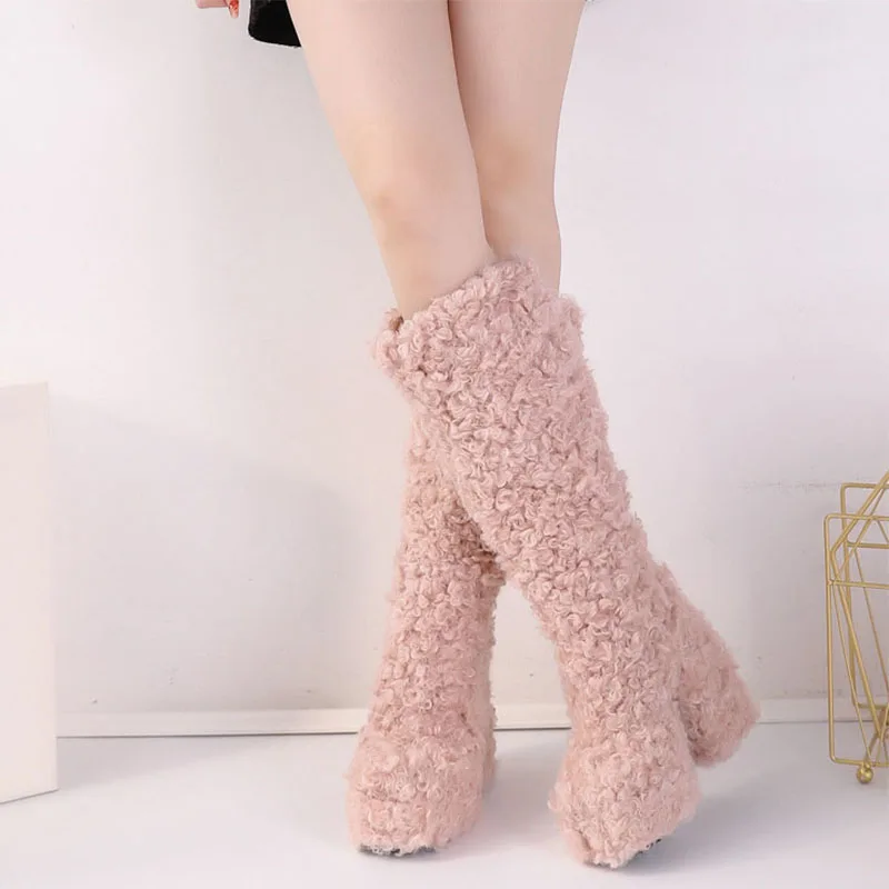 Women Round Toe Knee High Boots Fur Cute Style Knee Boots Chunky Heel Warm Lambs Wool Boots Platform Fashion Mid Calf Boots
Women Round Toe Knee High Boots Fur Cute Style Knee Boots Chunky Heel Warm Lambs Wool Boots Platform Fashion Mid Calf Boots