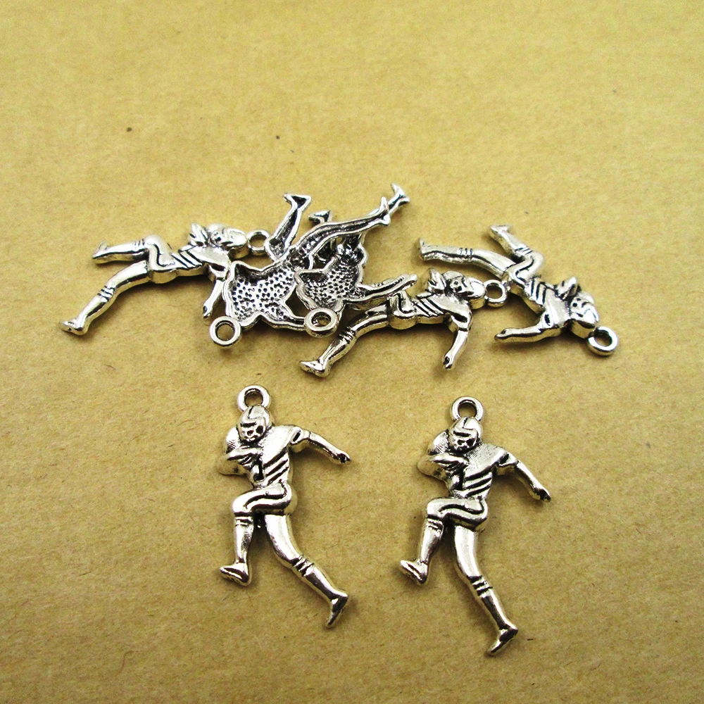 

15pcs-30*13mm Charms soccer player sporter Charms DIY Charms Pendants DIY necklace/ bracelets charms antique silver tone