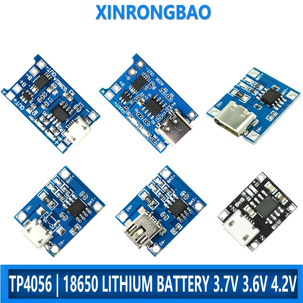 

Type-c 5V-6V 1A USB/Micro/Mini 18650 TP4056 Lithium Battery Charger Module Charging Board With Protection Dual Functions Li-ion