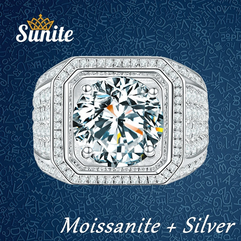 Sunite 1.0ct 2.0ct Moissanite Diamond Ring for Men Powerful Band White Gold Plated 925 Sterling Silver Men's Gifts for Handsome
Sunite 1.0ct 2.0ct Moissanite Diamond Ring for Men Powerful Band White Gold Plated 925 Sterling Silver Men's Gifts for Handsome