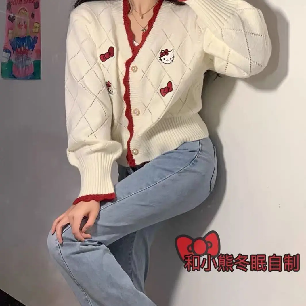 Kawaii Sanrio Hello Kitty Cardigan Soft Short Tops Women's Sweaterr High Quality Original Design White Thin Coat Gift Friends
Kawaii Sanrio Hello Kitty Cardigan Soft Short Tops Women's Sweaterr High Quality Original Design White Thin Coat Gift Friends