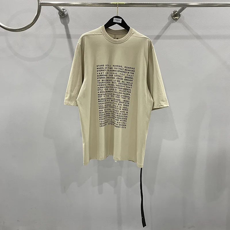 

23ss Rick Graphic T Shirts Y2k Streetwear High Quality Printed Men Clothings Summer RO Owens Oversized Floating Belt Design