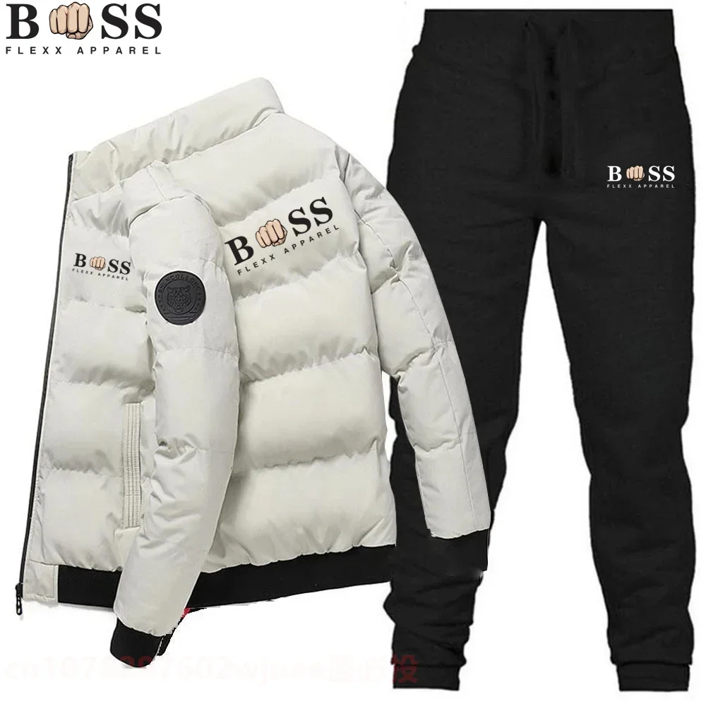 

Мужская одежда, комплект спортивной одежды из хлопковой куртки, комплект из рубашки с капюшоном и брюк, мужской модный комплект, Мужская зимняя одежда из двух предметов