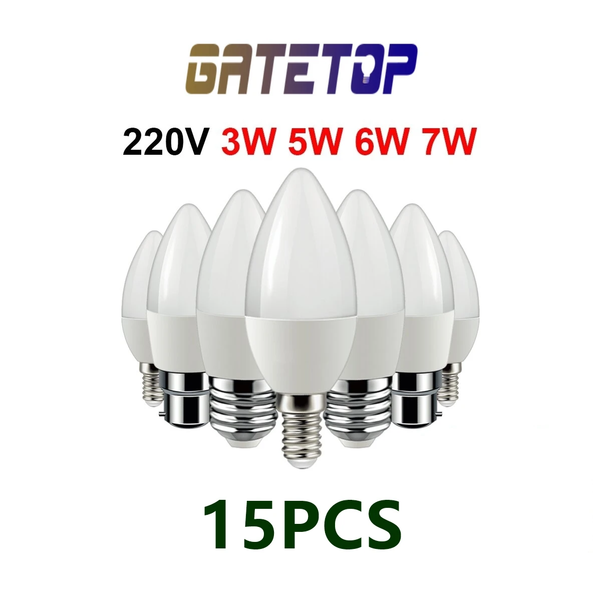

15Pcs Led Candle Bulb C37 3w 5w 6w 7w E14 E27 B22 E14 AC220V-240V Warm White Cold White Daylight For Home Decoration Lamp