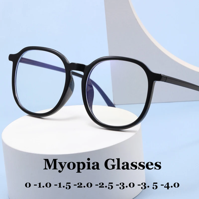 

Round Myopia Glasses Blue Light Blocking Minus Eyeglasses Finished Optical Prescription Near Sight Eyeglasses Diopter 0 TO -4.0