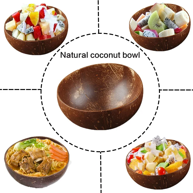 12-15cm Natural coconut bowl set handmade coconut shell tableware wood spoon dessert fruit salad mixing bowl rice Ramen bowl
12-15cm Natural coconut bowl set handmade coconut shell tableware wood spoon dessert fruit salad mixing bowl rice Ramen bowl