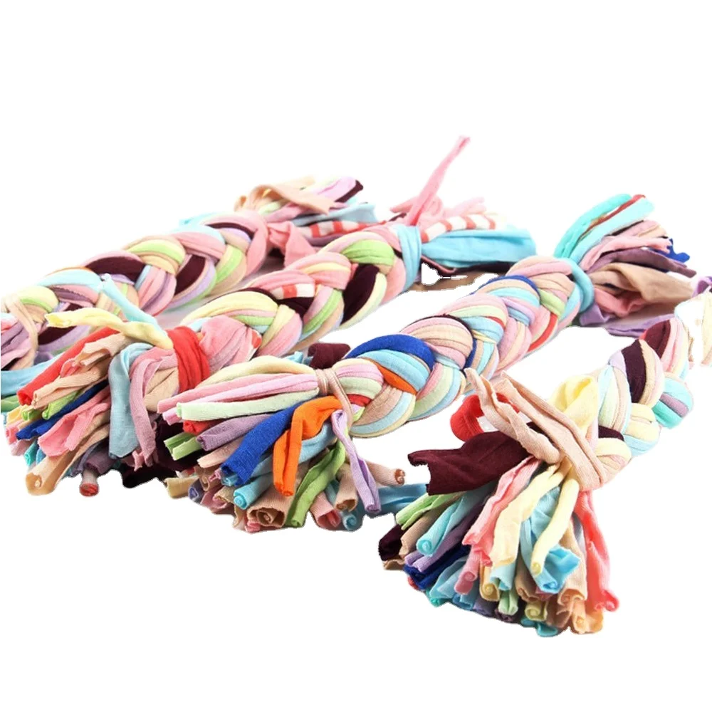 

Puppy Pet Cotton Knot Colorful Stretch Cloth Braids Rope Toy For Dog Chewing Teeth Cleaning