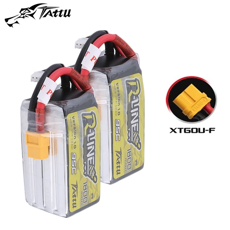 

TATTU-R-LINE 1.0 14.8V 1800mAh 95C LiPo Battery With XT60 Plug For RC Helicopter Quadcopter FPV Racing Drone Parts 4S Battery