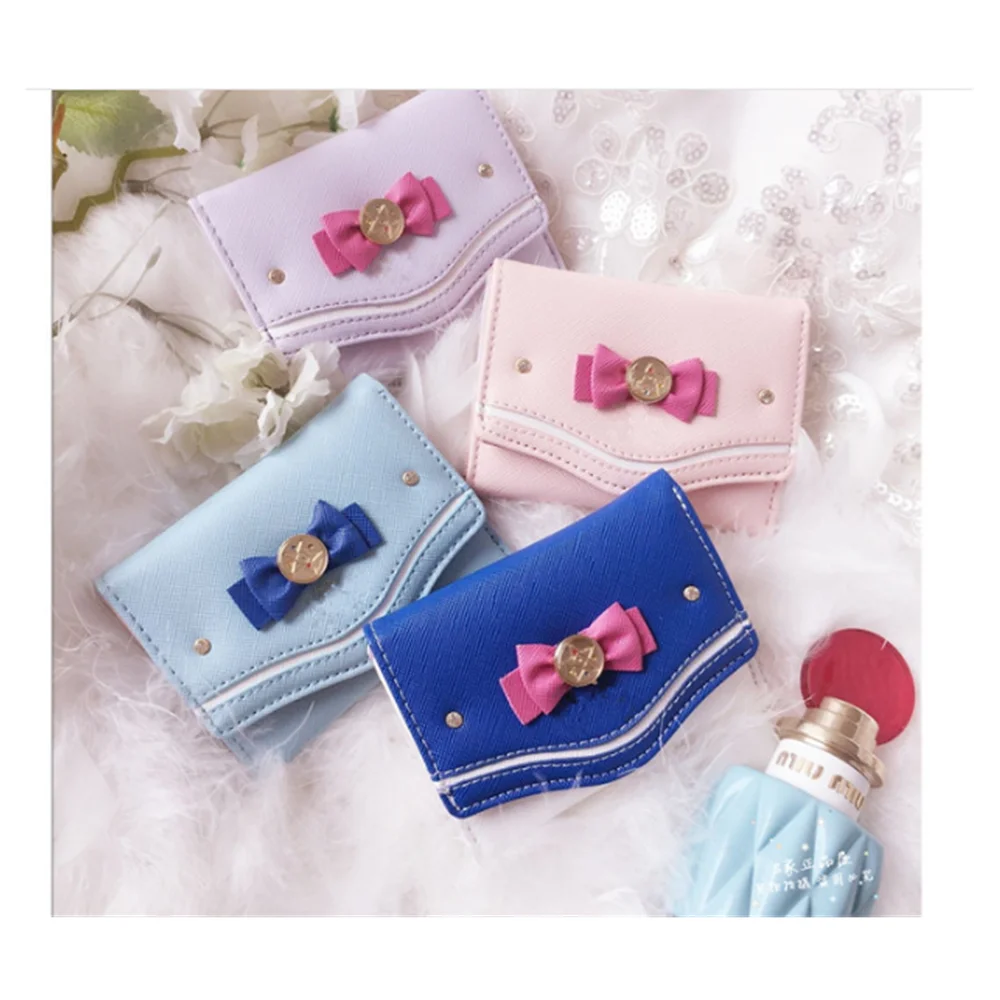 

Anime Women Short Lolita Wallets Female Card Holder Purses Girls Small Wallet With Coin Purse Carteras kawaii Wallet